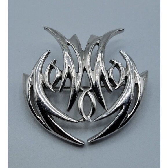 Norman Bel Geddes Brooch Pin Silver Tone Flow Of Motion Signed Estate Rare 1950s - Picture 3 of 16